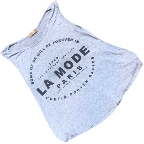 TRACE Light Grey Sleeveless ‘La Mode Paris’ Top - Picture 1 of 5